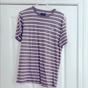 Abercrombie & Fitch Maroon and White striped short sleeve t-shirt size Men’s L